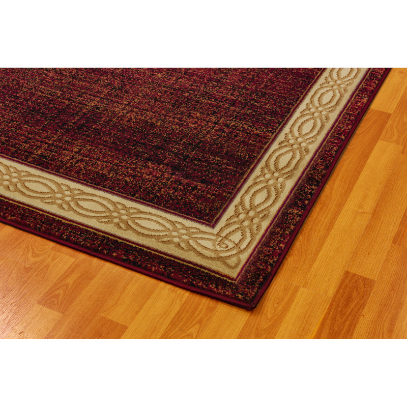 Charlton Home® Mishawaka Performance Red, Cream, And Gold Rug & Reviews